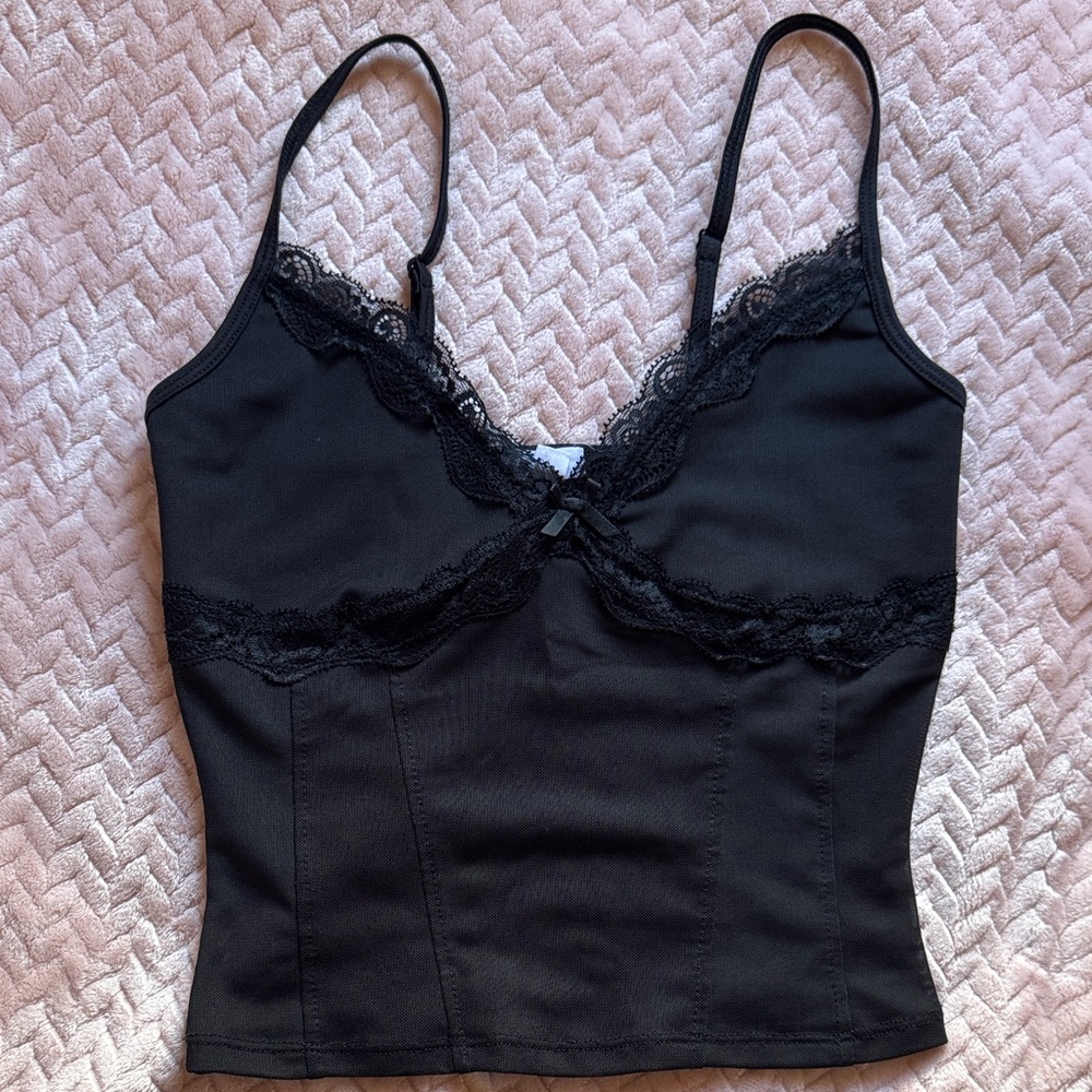 Garage Black Lace Trim Crop Top